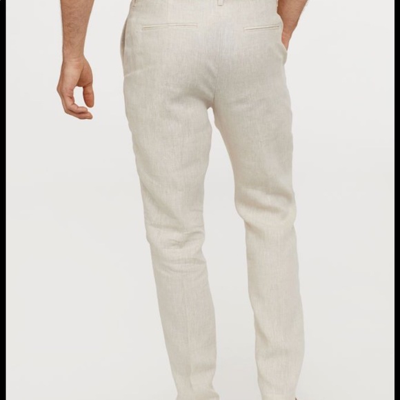 COPY - COPY - H&M slim fit linen suit pants in light beige melange. NWT - Picture 3 of 9